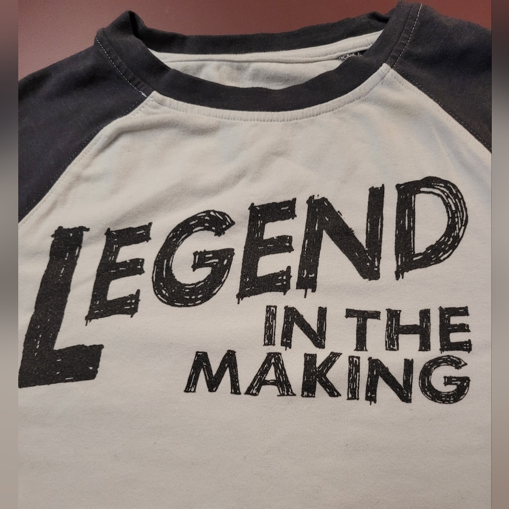 Boys size 12, 3/4 length sleeve tshirt.  Gray and off white from Littlest Prince